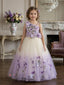 Lavender Purple Ombre 3D Floral Vine Party Gown
