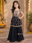 Royal Navy Multi-Color Threadwork Yoke Kurti & Flared Palazzo Set