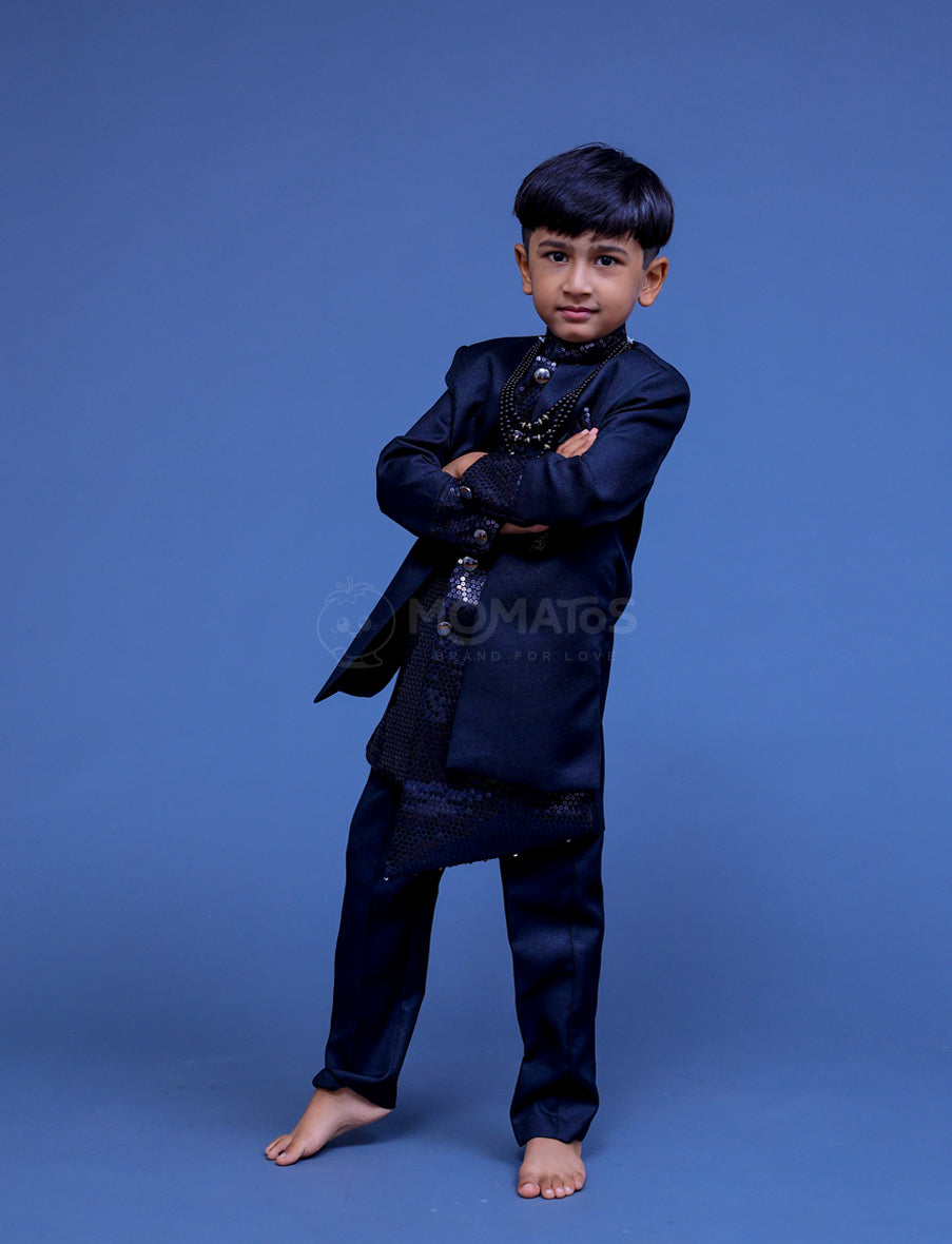 black sherwani, black sherwani design