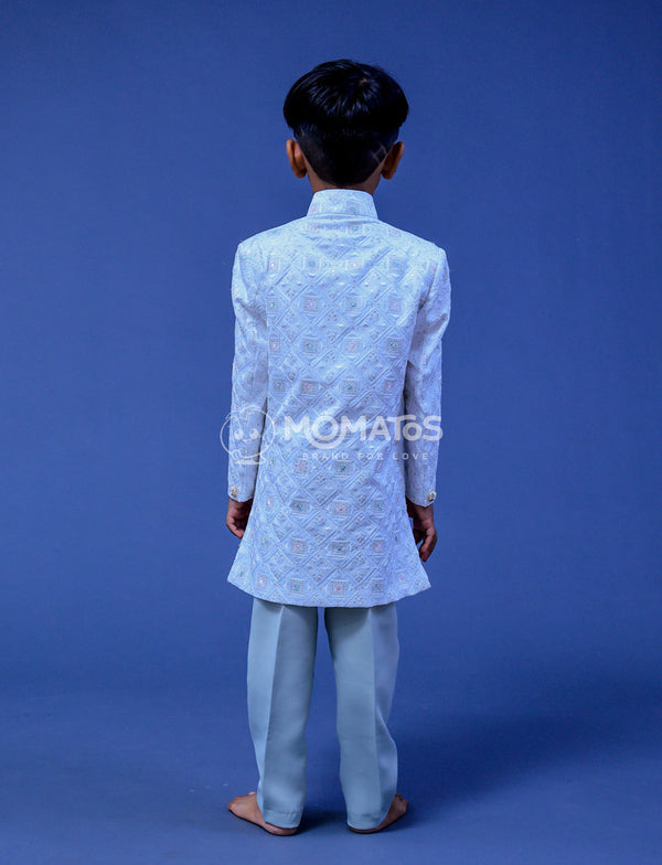 Dress your little one in our White Sherwani for Boys. 