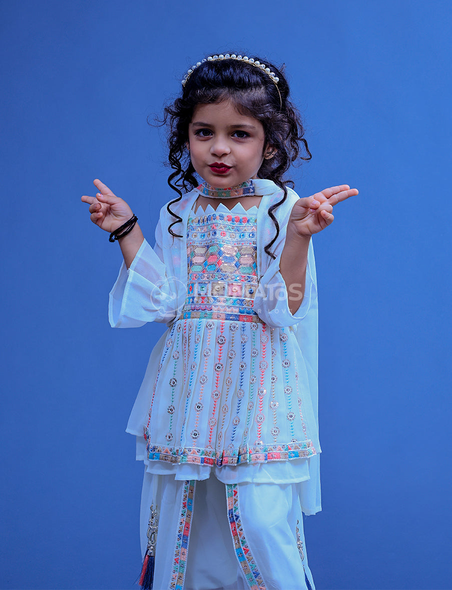 Add a touch of elegance with our Cream Dhoti for Girls. 