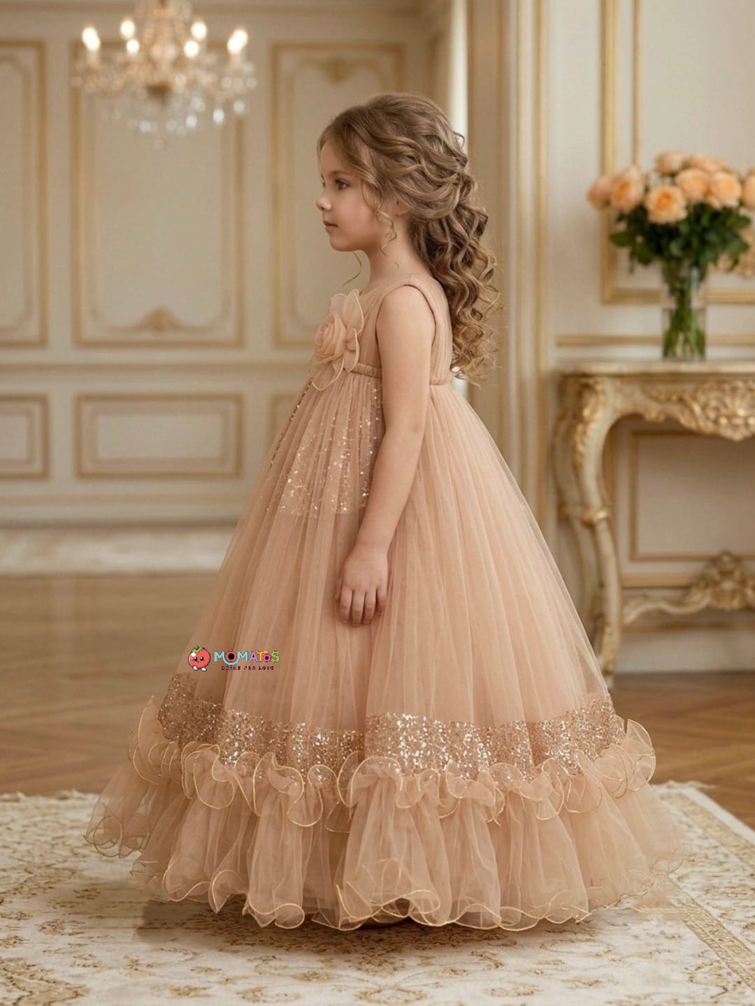 Golden Champagne Sparkle Ball Gown