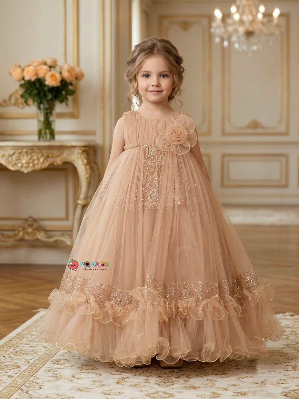 Golden Champagne Sparkle Ball Gown