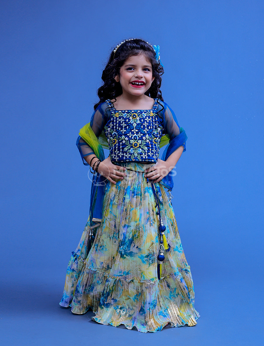Blue Choli Set For Girl
 Main image