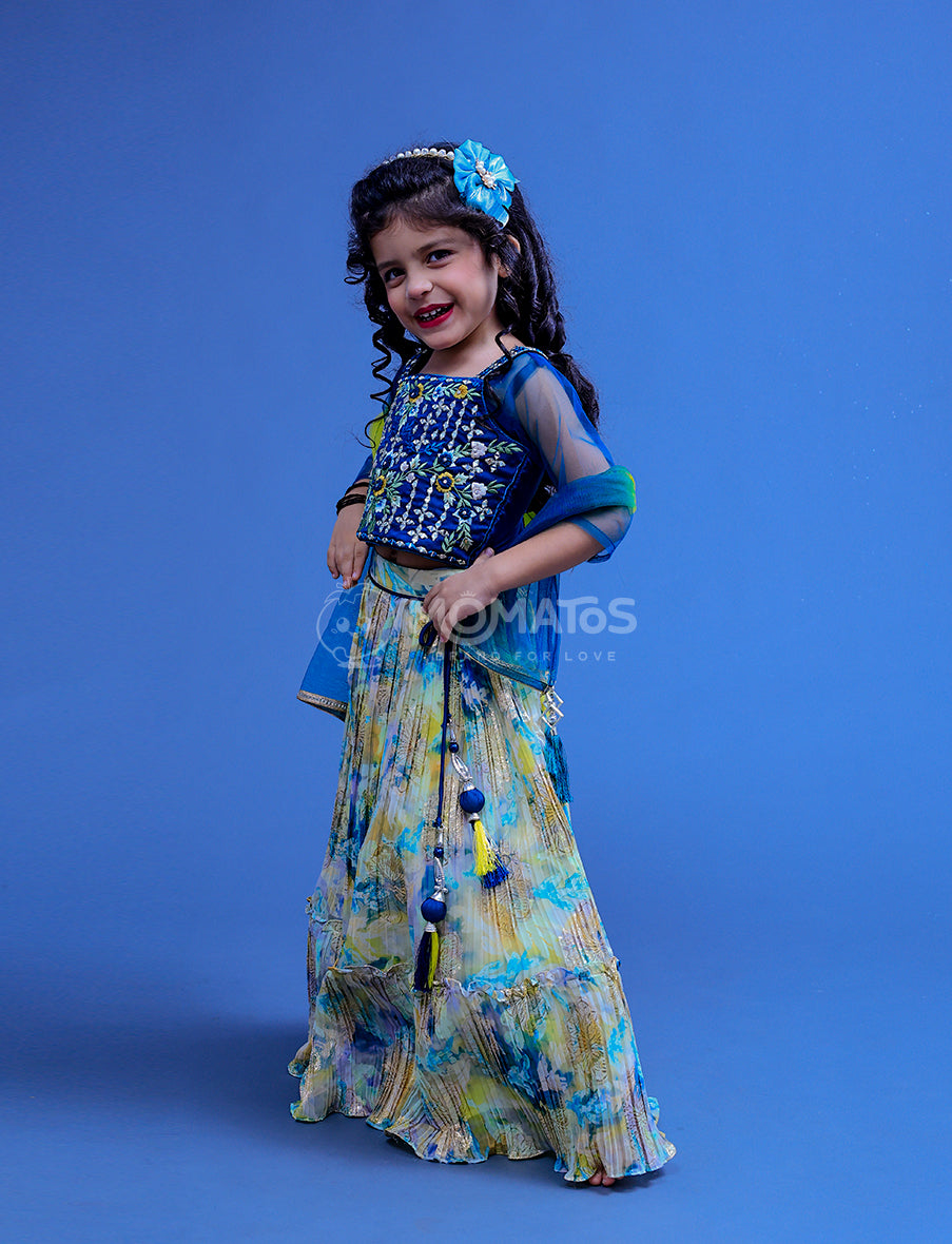 blue choli, blue lehenga choli