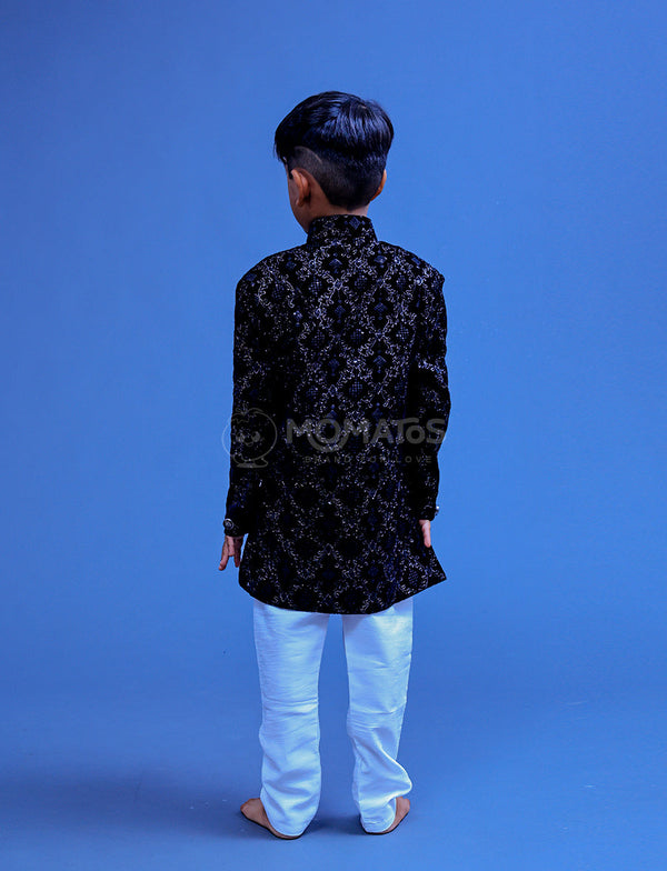 black sherwani for wedding, black sherwani suit