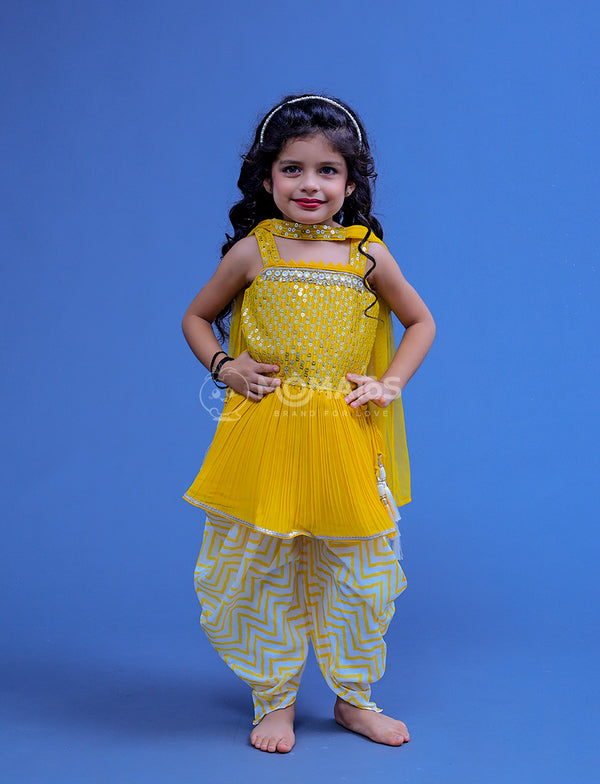 Yellow Dhoti Set For Girl
