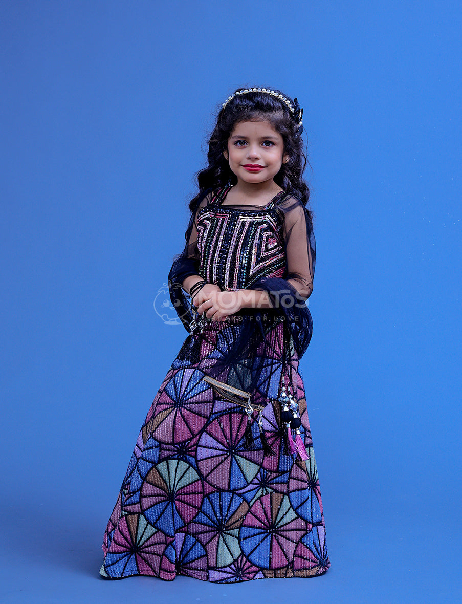 black choli, black lehenga choli