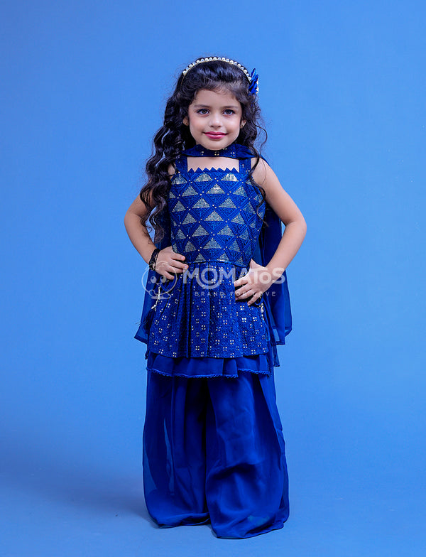 Navy Blue Plazo Set For Girl