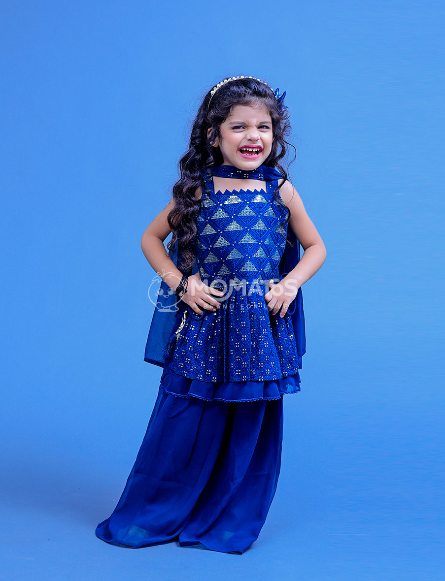 Navy Blue Plazo, Plazo Set For Girl