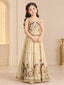Fawn Peacock & Floral Multi-Color Embroidered Lehenga Choli Set