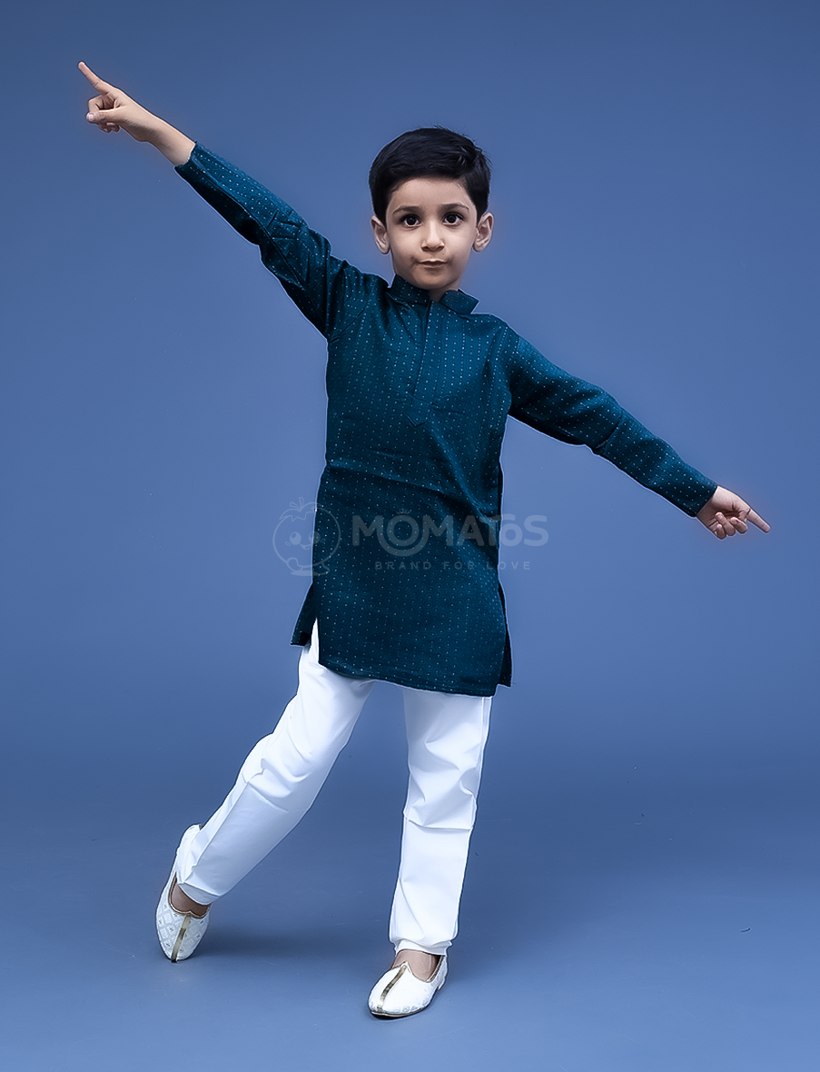 Green Kurta Pyjama For Boy
 Main image