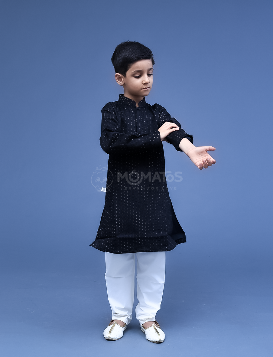 Black Kurta Pyjama For Boy
 Main image