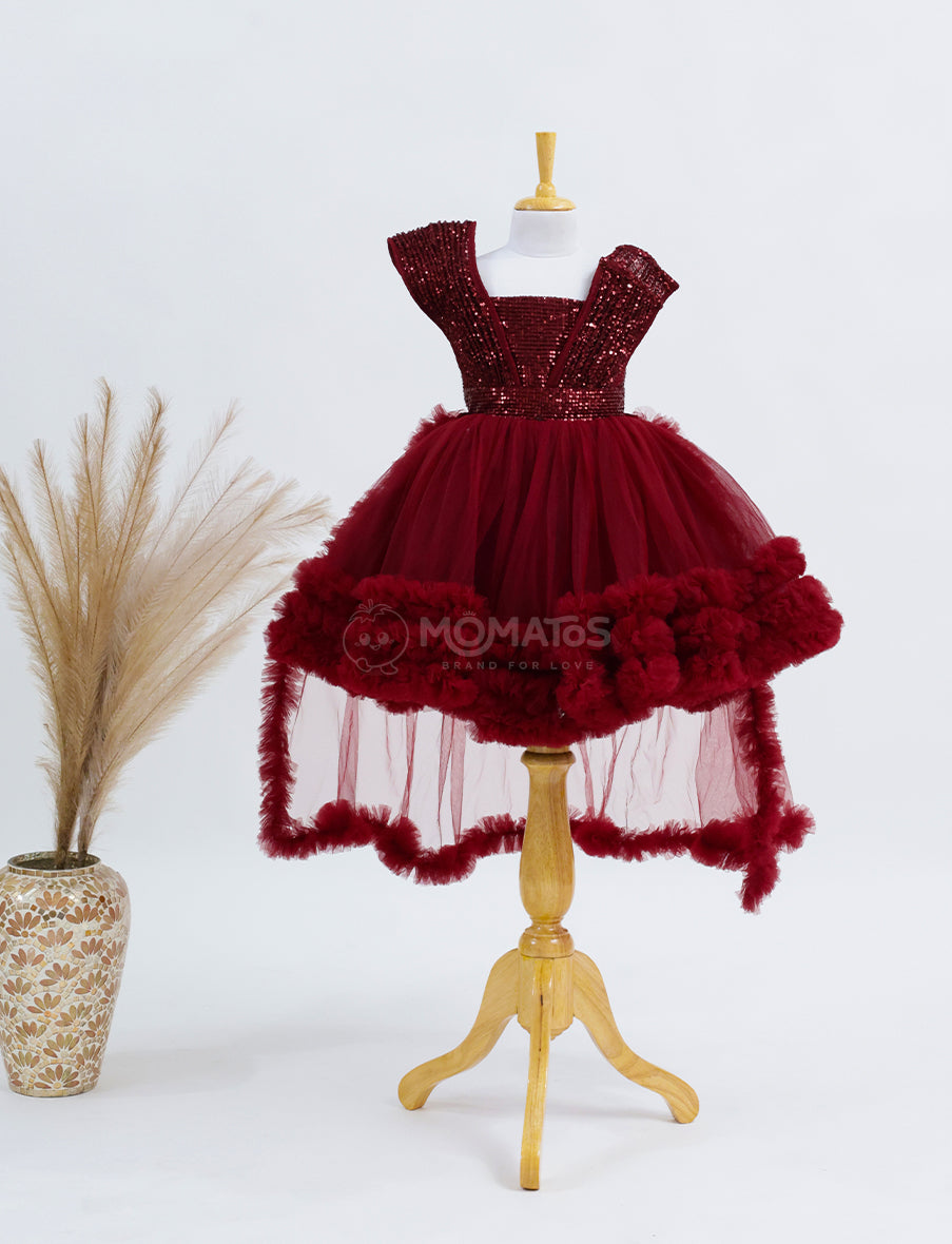 Fabulous Maroon Party Wear Frock for Girls