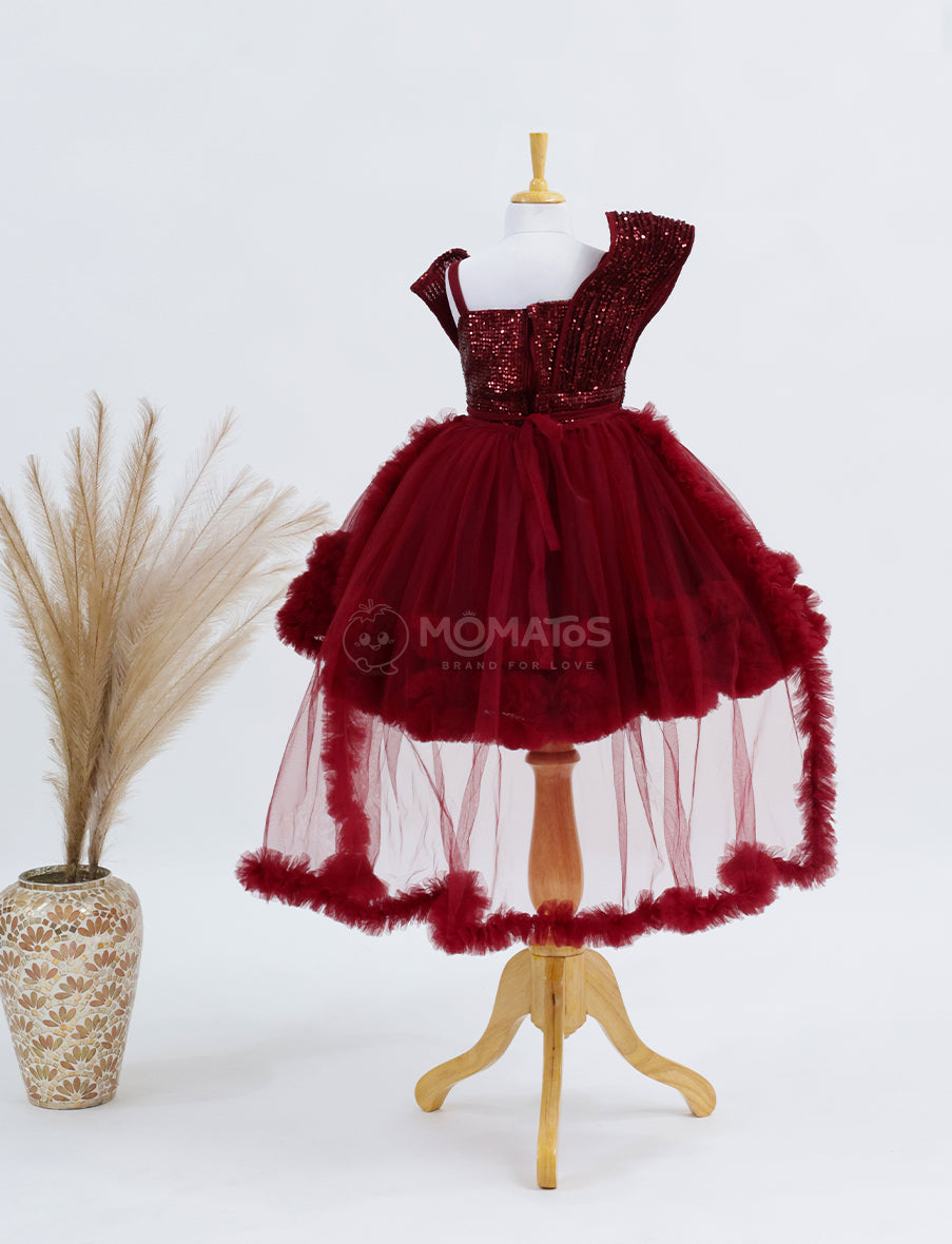 Fabulous Maroon Party Wear Frock for Girls