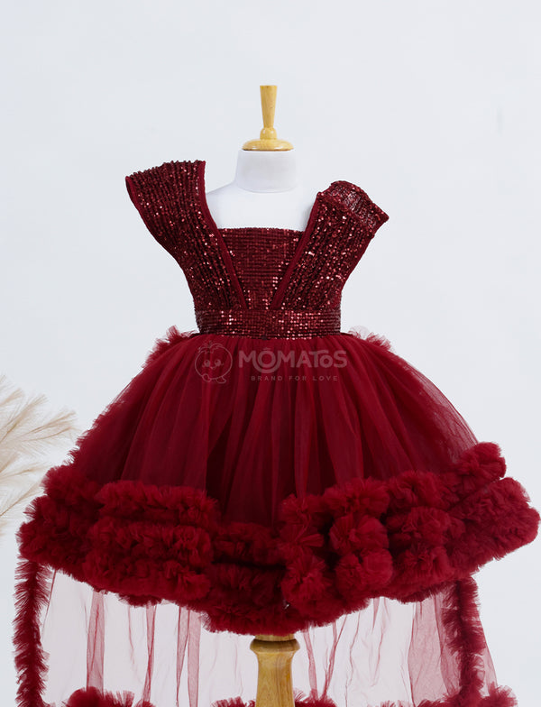 Fabulous Maroon Party Wear Frock for Girls