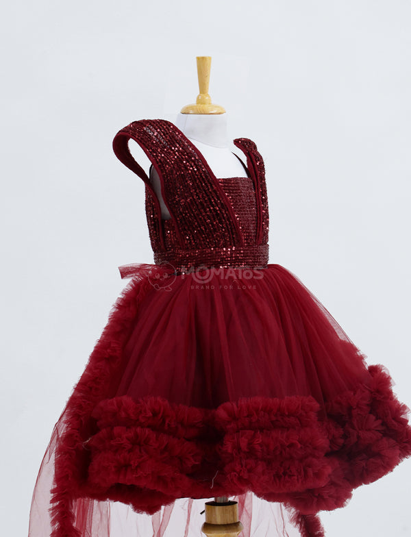 Fabulous Maroon Party Wear Frock for Girls
