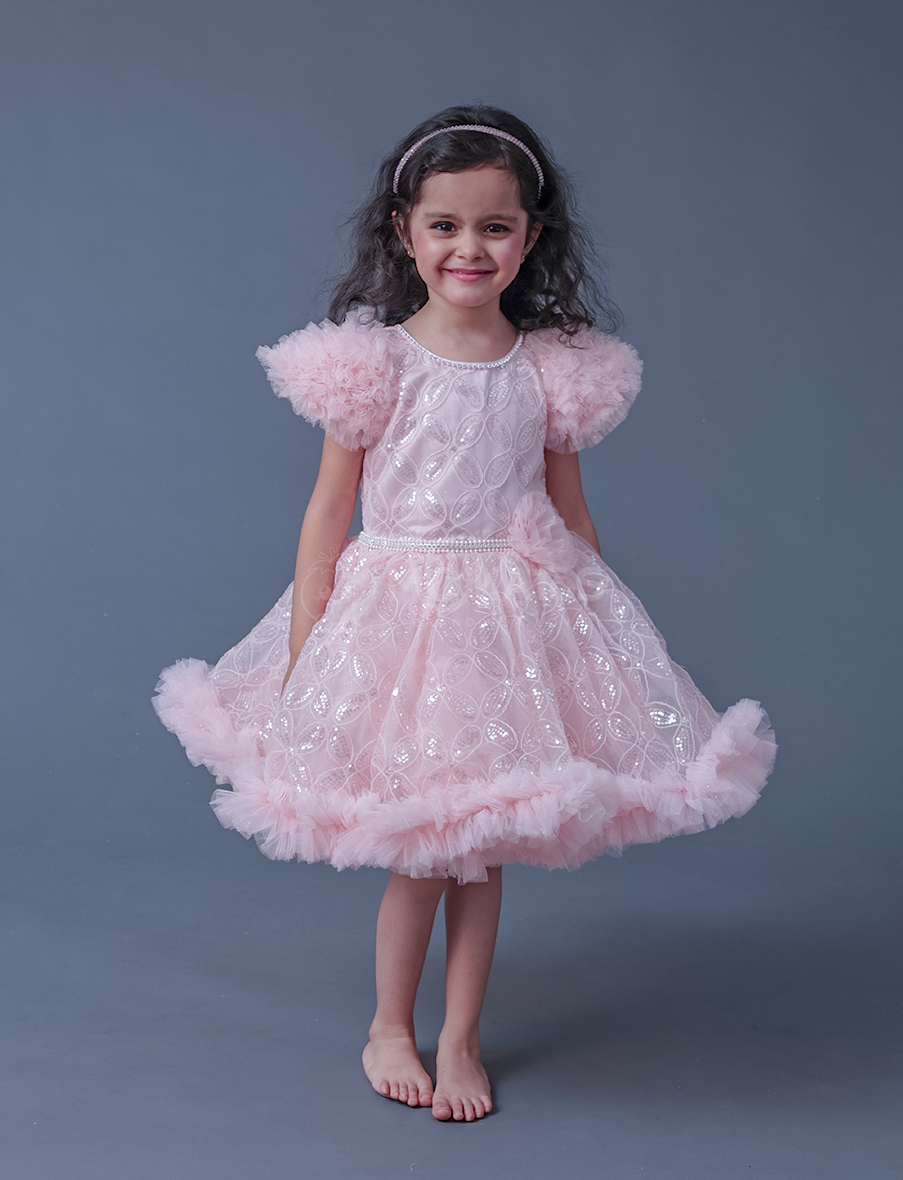 pink frock, party wear frock Main image