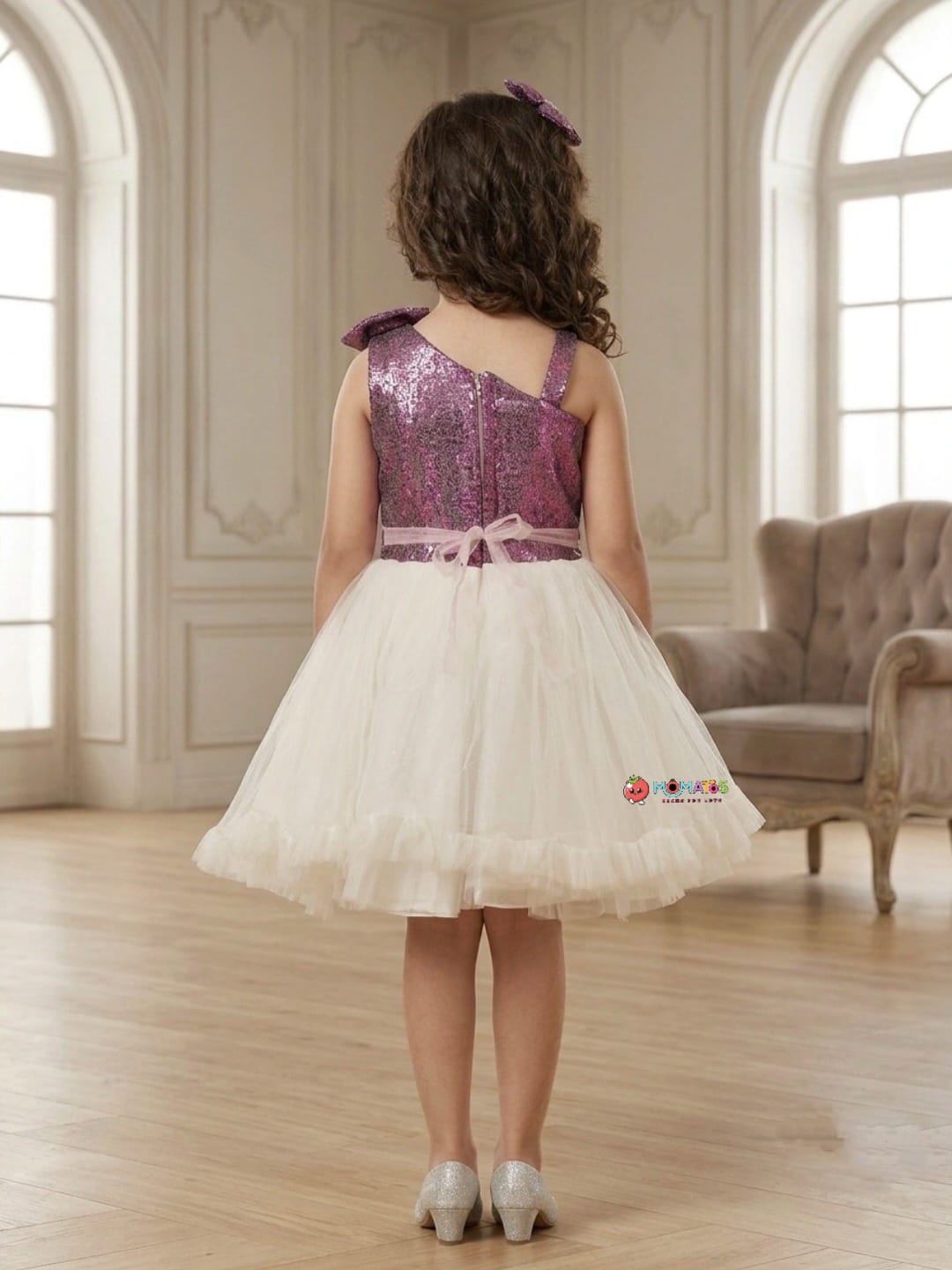 Magenta White Flared Frock