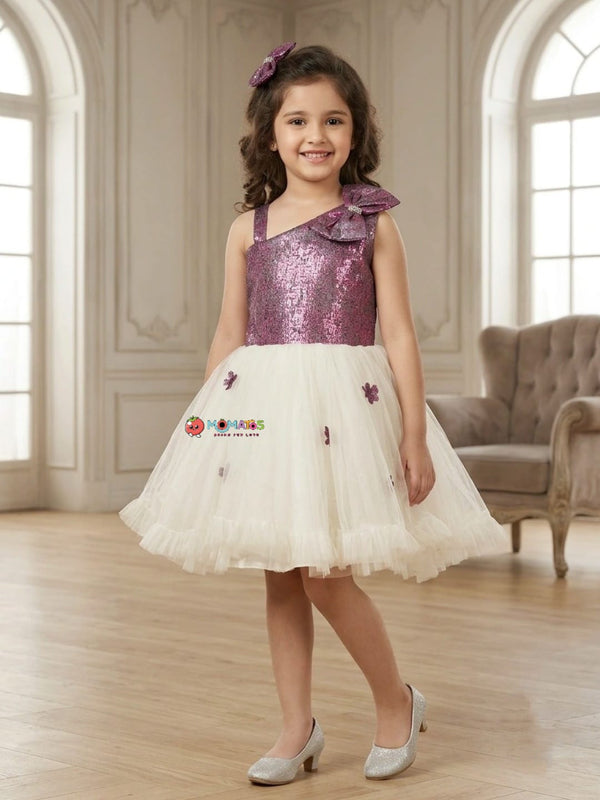Magenta White Flared Frock