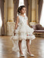 White Sequin & Butterfly Bow Tiered High-Low Frock