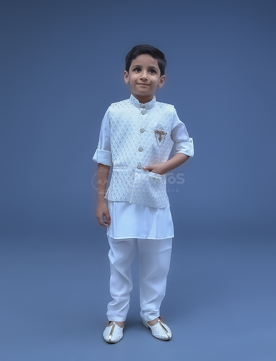 Cream 3pc Kurta Pyjama
 Main image