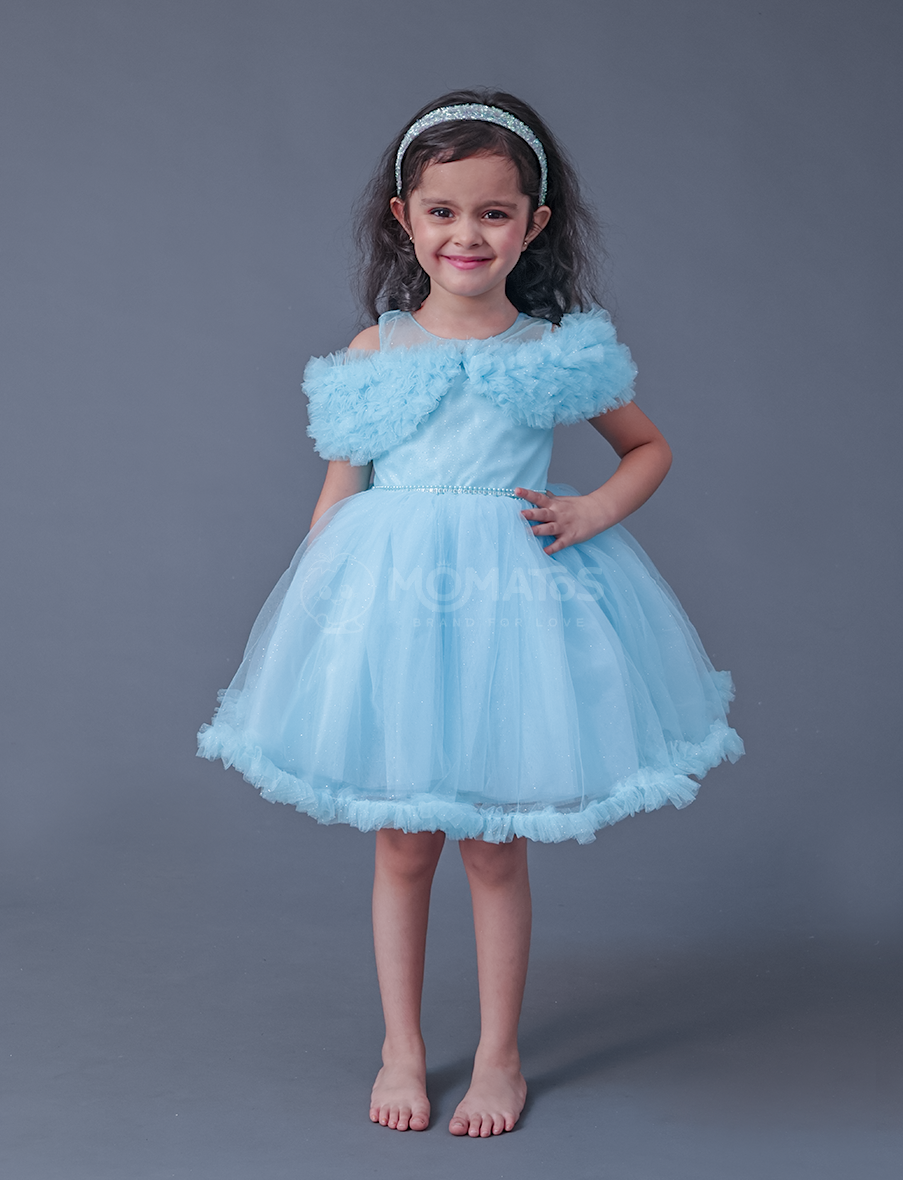 sky blue frock, sky blue frock dress Main image