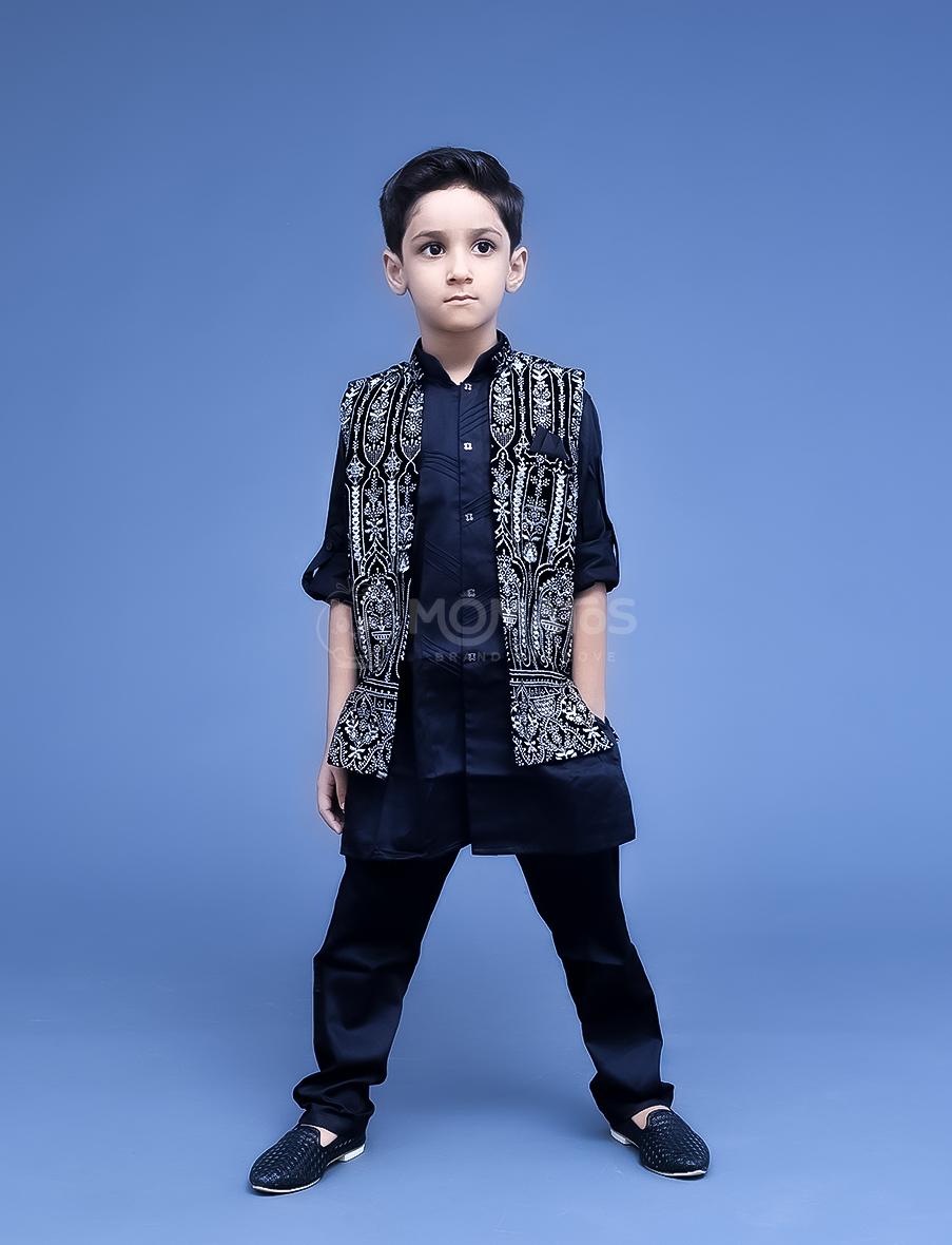 Black 3pc Kurta Pyjama
 Main image