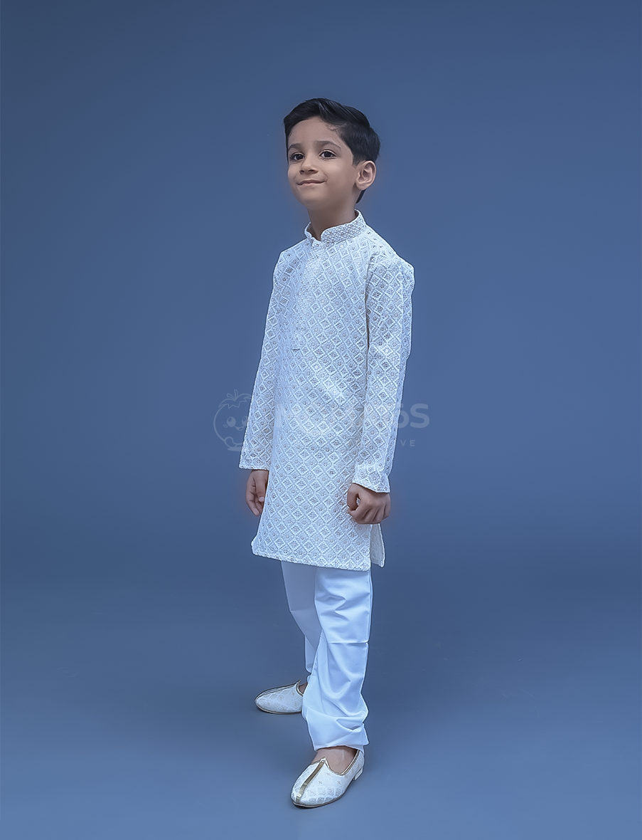 cream kurta pyjama for boys Main image