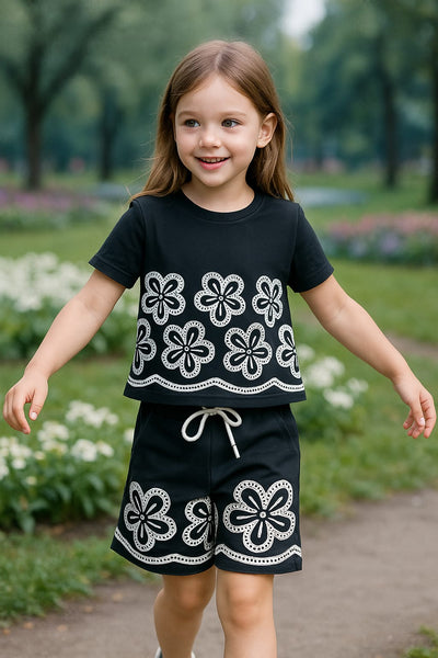 Comfort Black flower printed co-ord set