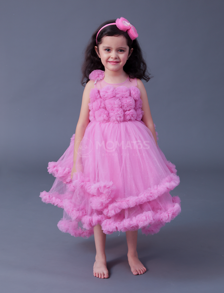 pink frock, party wear frock