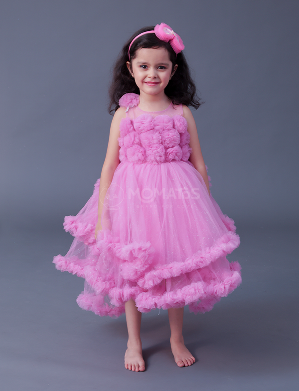 pink frock, party wear frock
