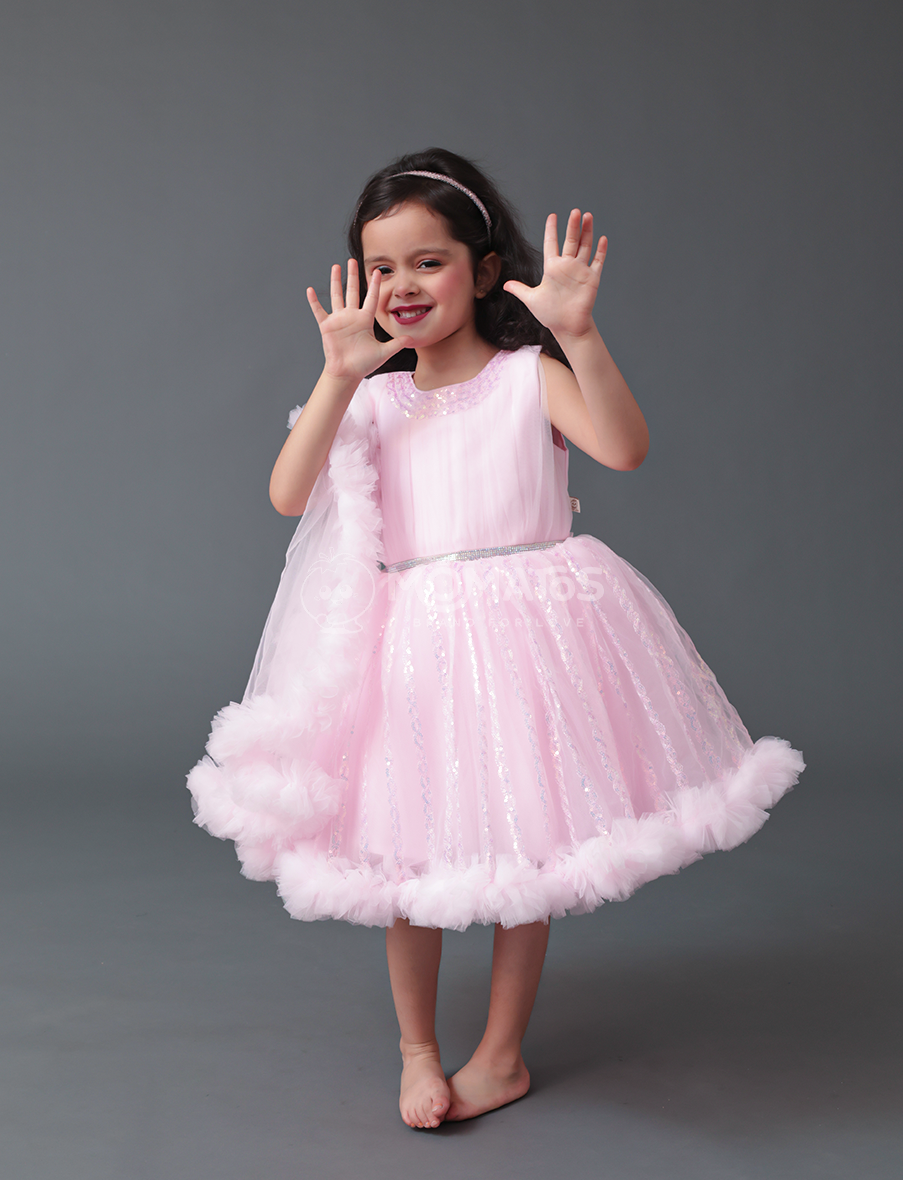 pink frock, party wear frock Main image