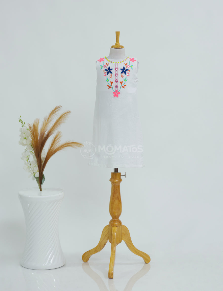 Timeless Floral Embroidered White Midi Main image