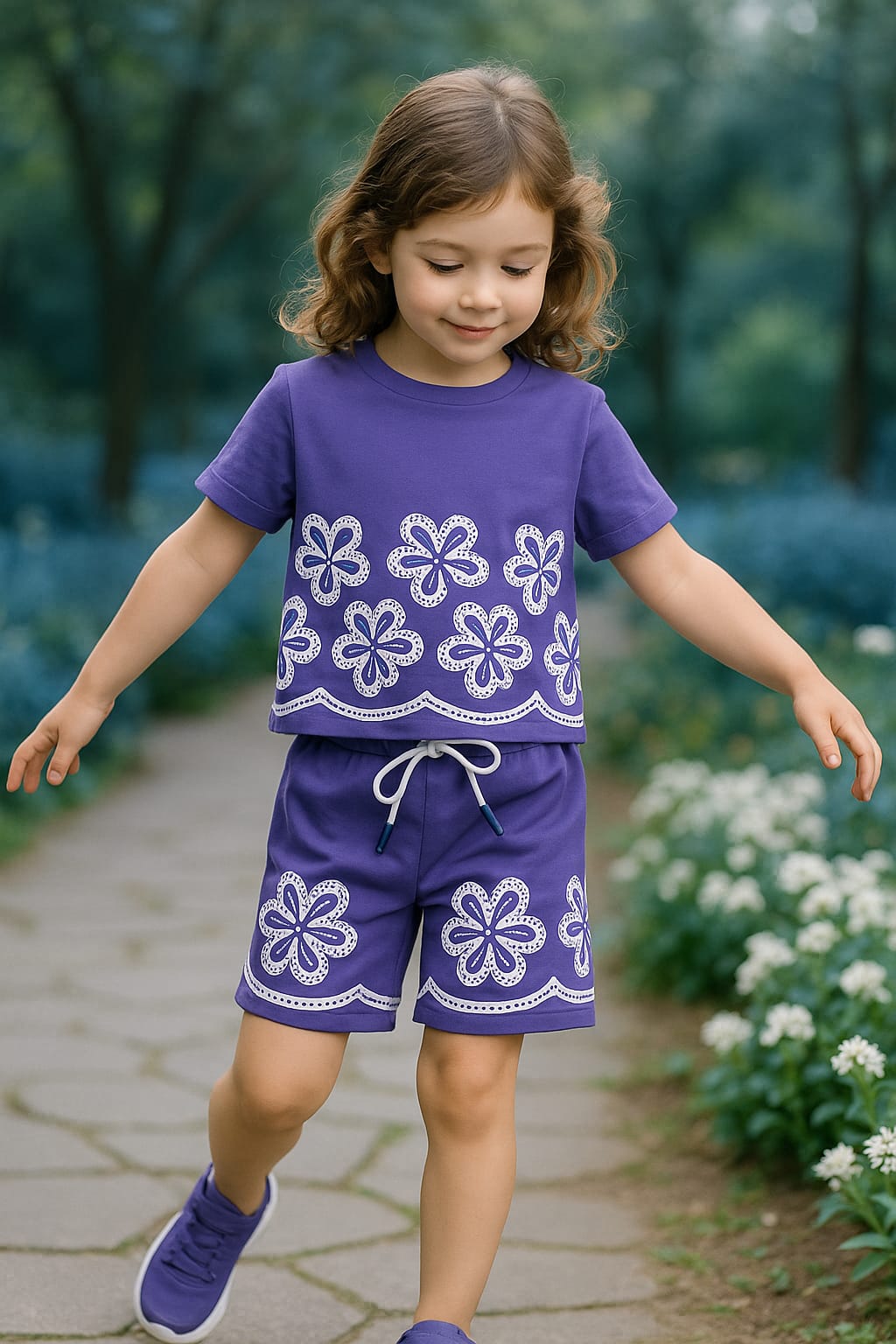 Comfort Purple flower printed co-ord set Main image