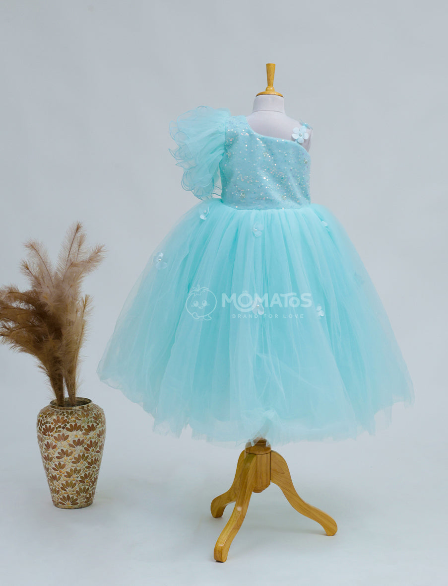 Elegant Sea Green Layered Party Gown Main image