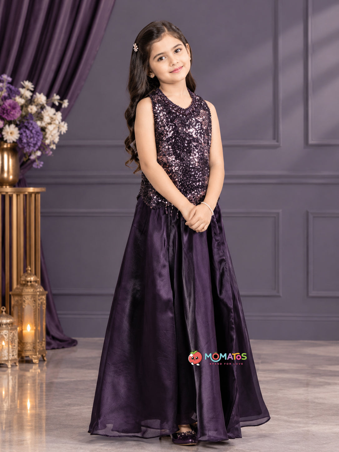 Glamorous Sequin Halter Top & Wide-Leg Flared Palazzo Set Secondary image
