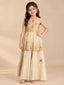 Fawn Mirror & Multi-Color Embroidered Halter Peplum Sharara Set