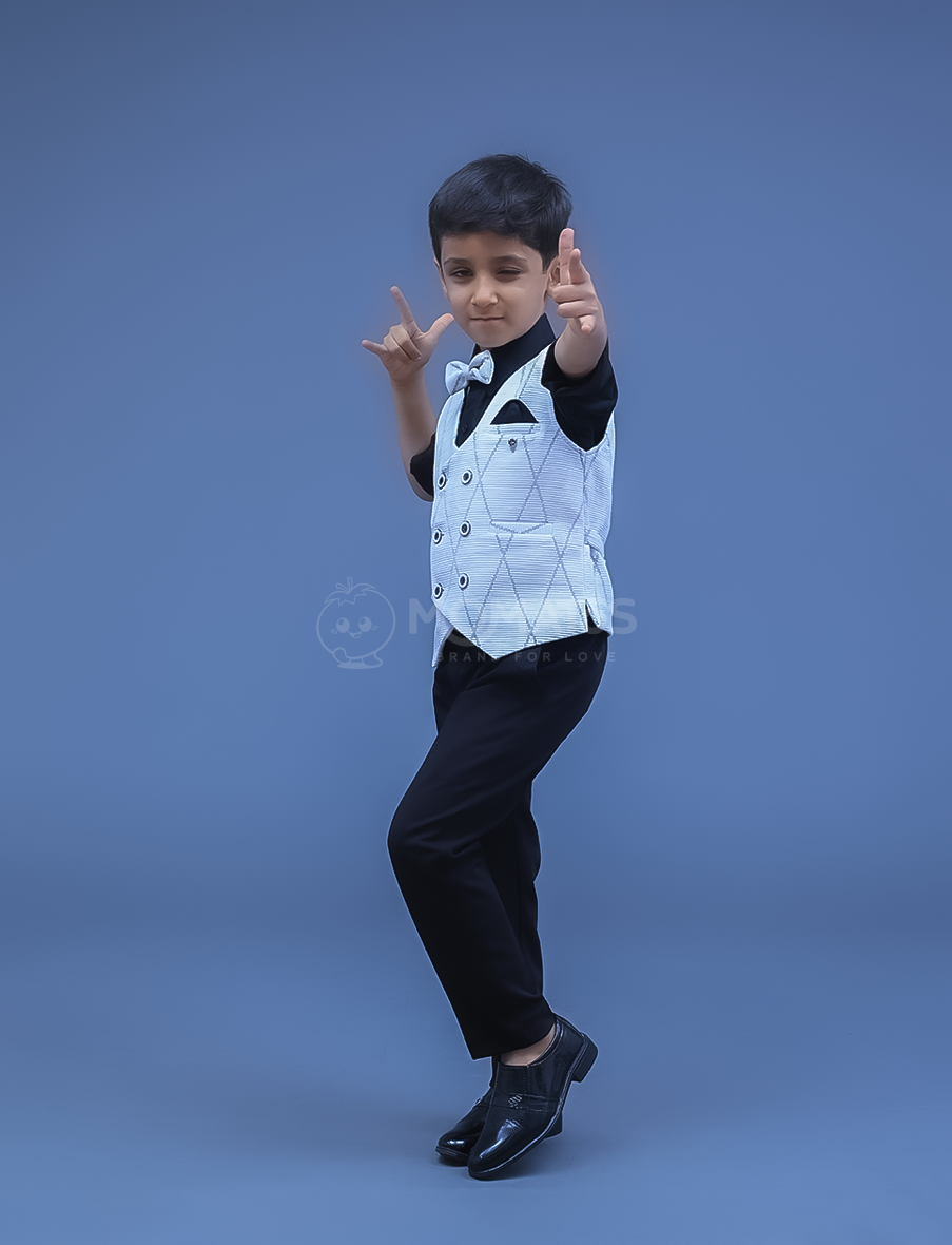 White Party Wear Set For Boy
 Main image