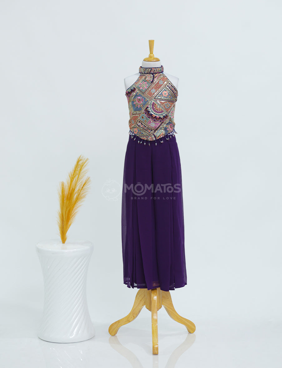 Beautiful Purple Ethnic Plazo Set Main image