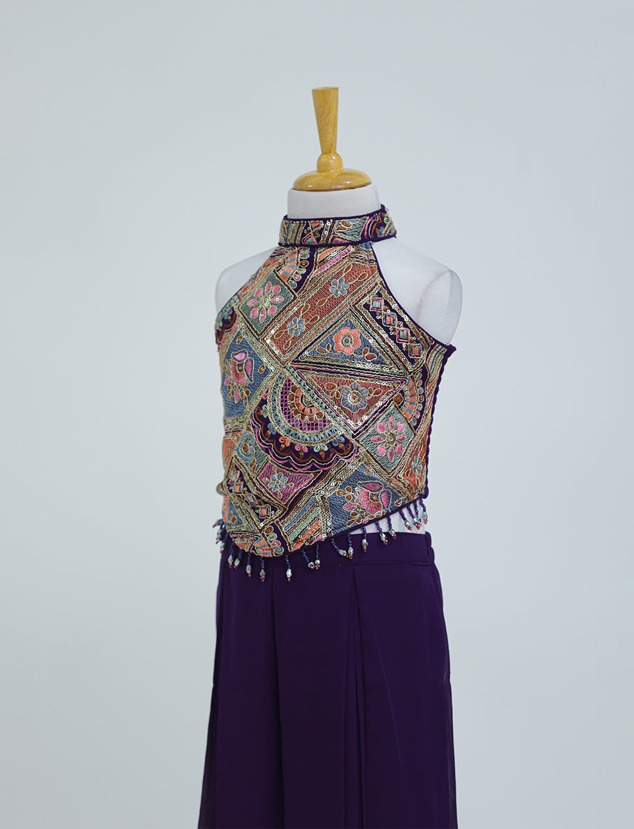Beautiful Purple Ethnic Plazo Set
