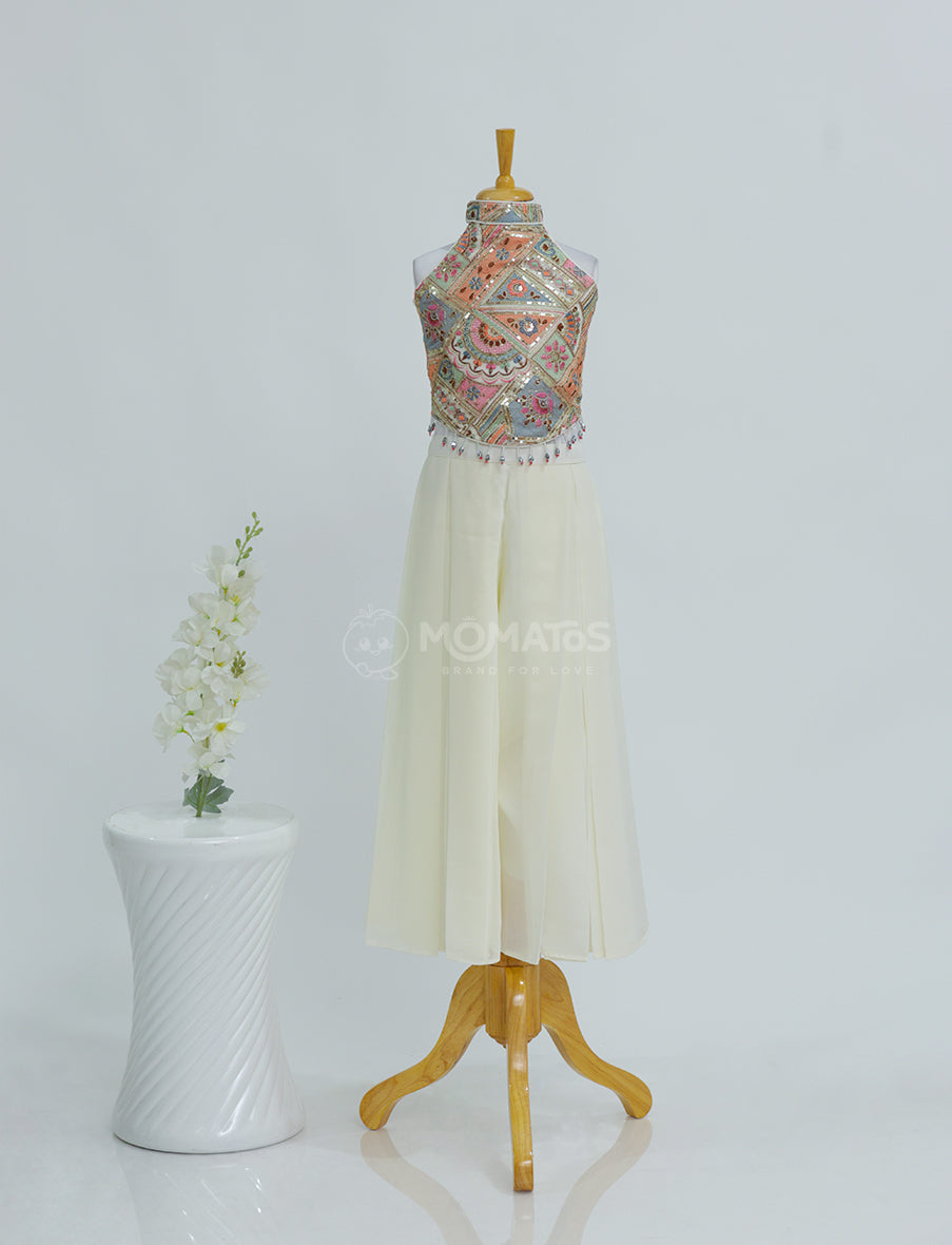 Awesome White Plazo set for Girls
