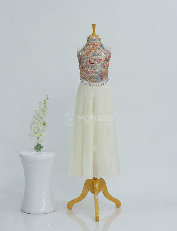 Awesome White Plazo set for Girls
