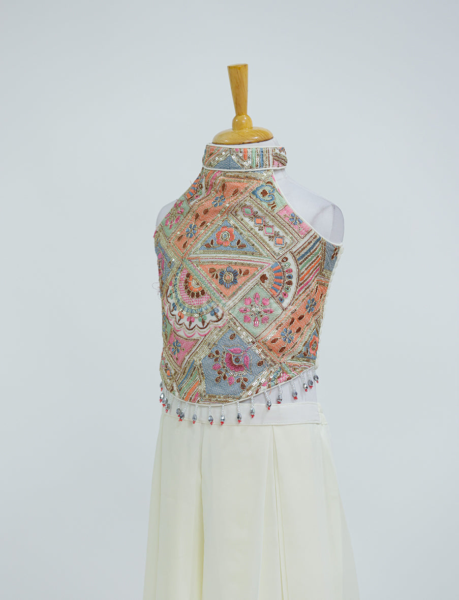 Awesome White Plazo set for Girls