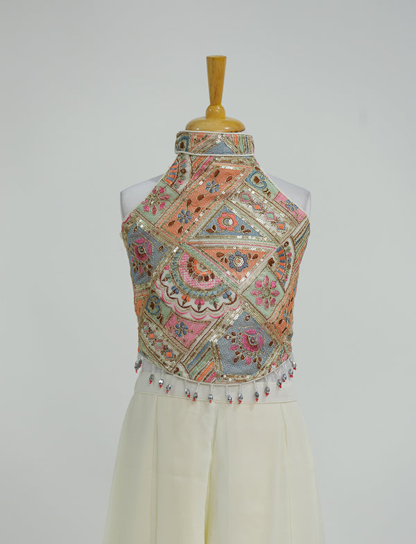 Awesome White Plazo set for Girls