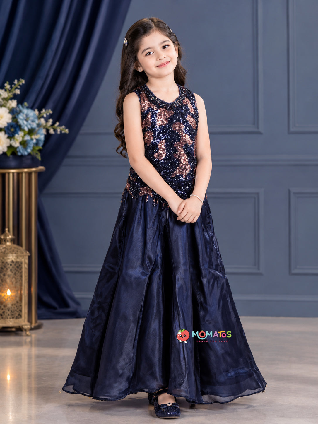 Glamorous Sequin Halter Top & Wide-Leg Flared Palazzo Set Main image