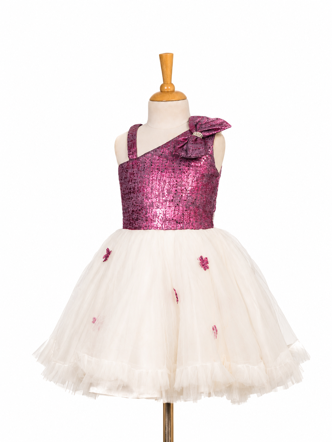 Magenta White Flared Frock Secondary image