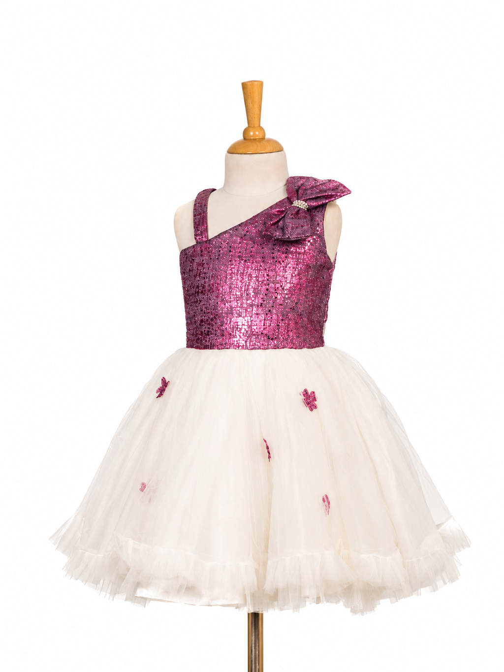 Magenta White Flared Frock