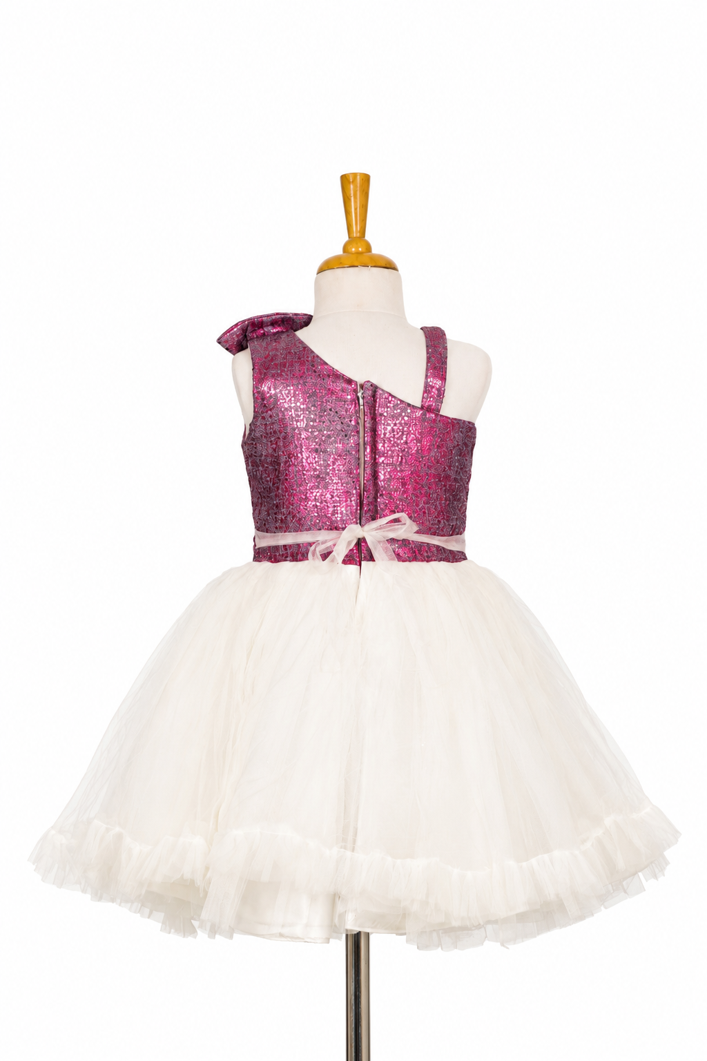 Magenta White Flared Frock