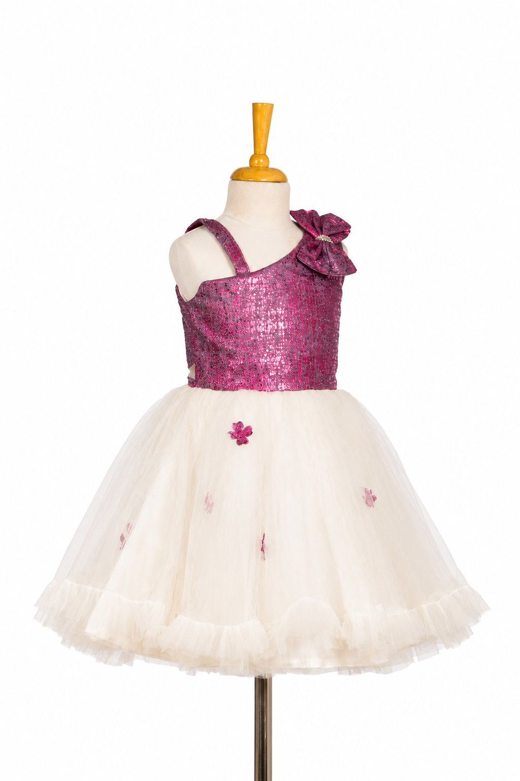 Magenta White Flared Frock